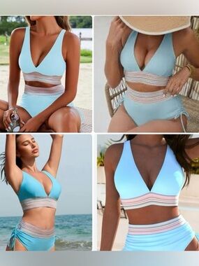 NWOT high-waisted, two-piece bikini set XL